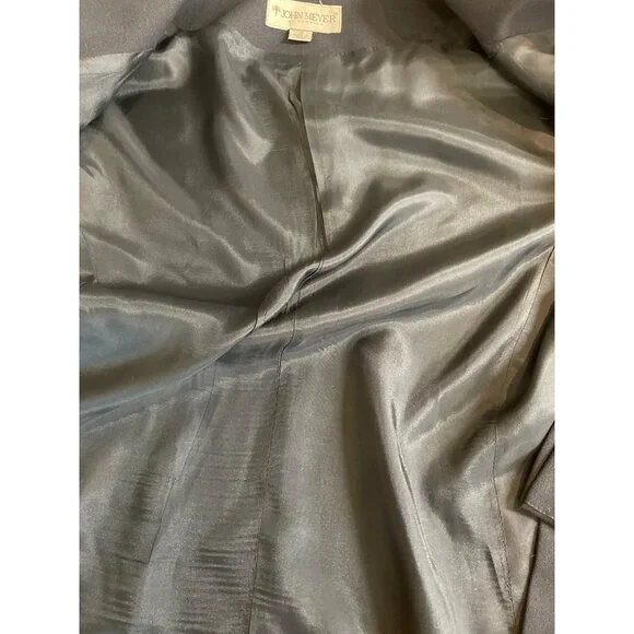 John Meyer Norwich Womens Size 12 Blue Vintage Lined Beaded Shoulder Pads Blazer - Picture 11 of 11